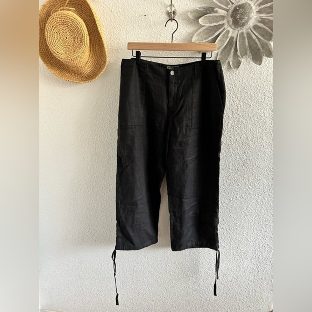 Eddie Bauer cropped black linen pants